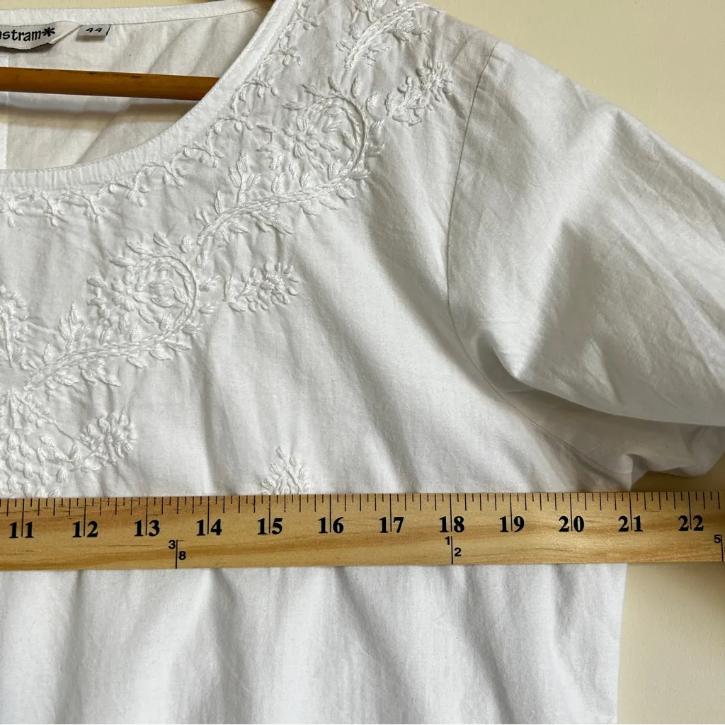 Ayurvastram White Cotton Tunic Shirt Hand-Embroidered India Chikankari style - Image 8