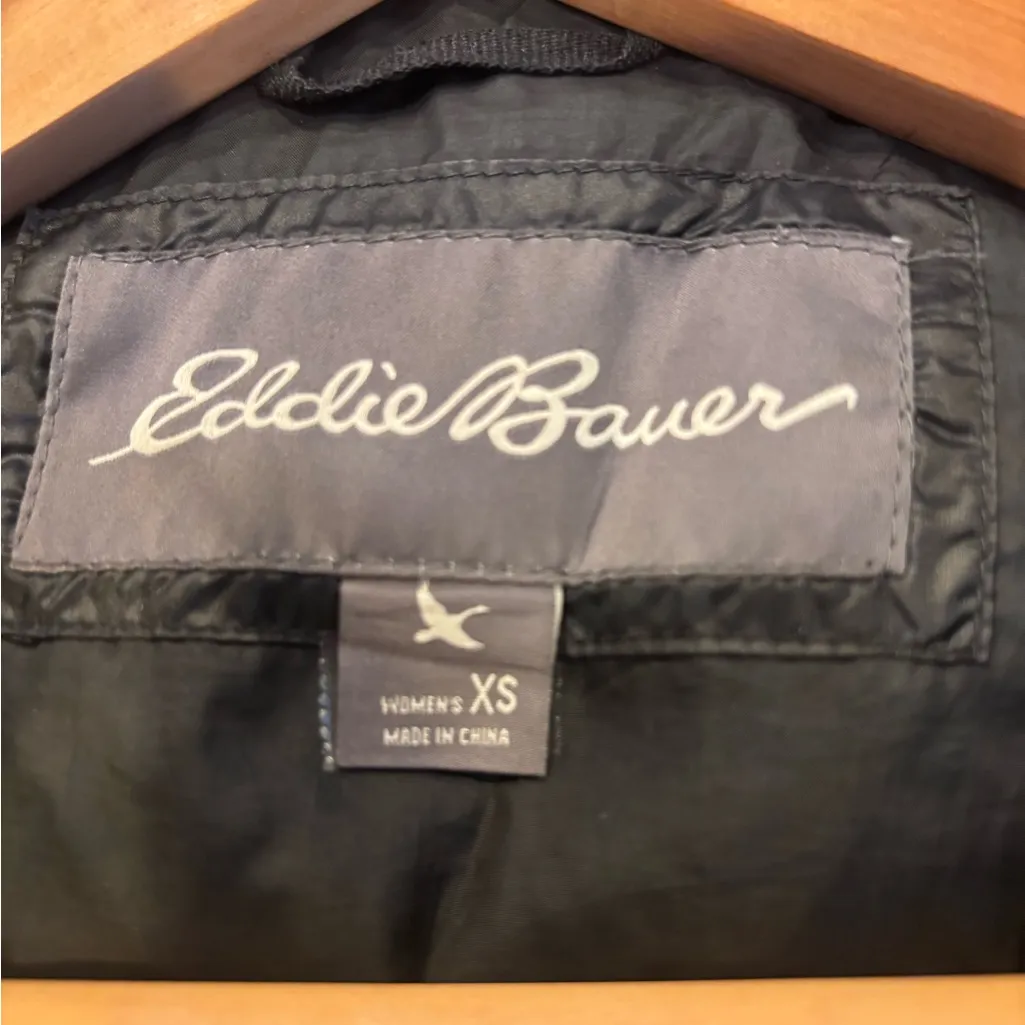 Eddie Bauer Womens Black Lightweight Longer Black Puffer Coat with Hood Size XS - Image 4