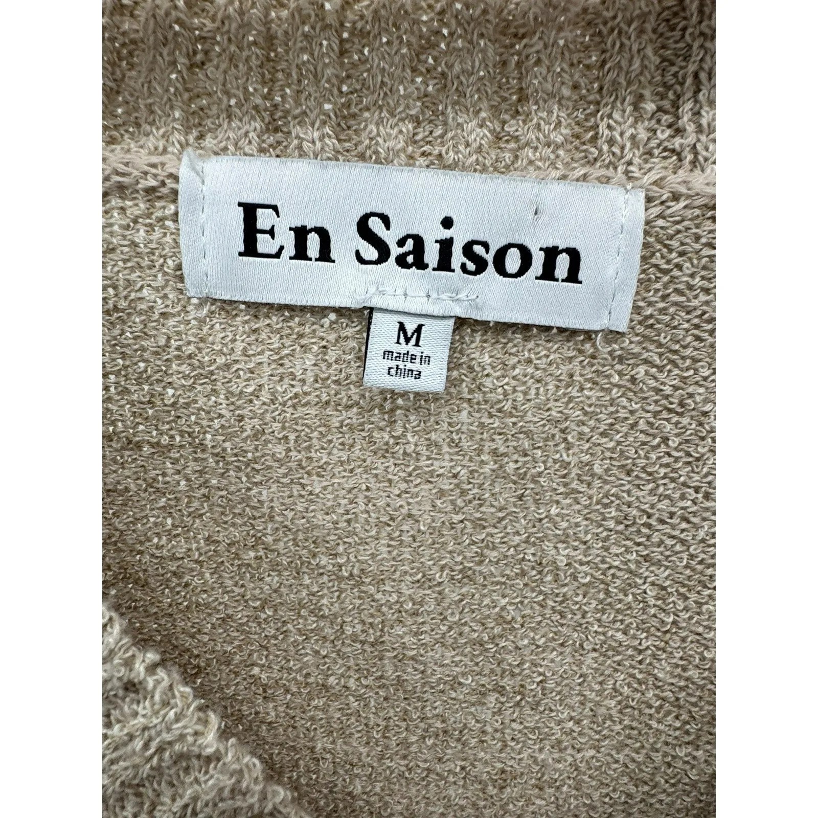 En Saison Sleeveless Knit Tunic Top M Beige Sweater Vest Shirt‎ Hem Tie Waist Tan Size M - Image 4