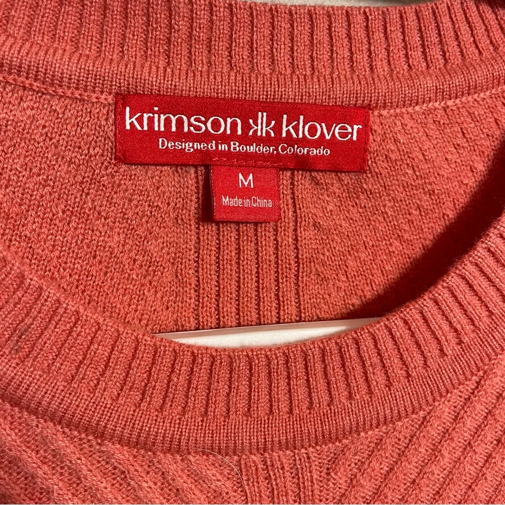 Krimson Klover Blush Ribbed Merino Wool blend sweater Orange Size M - Image 5