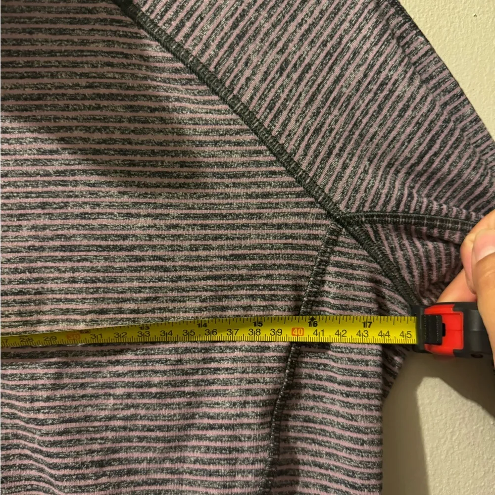 Lululemon Race Your Pace 1/2 Zip Hyper Stripe Mauvelous Heathered Black Size 8 - Image 7