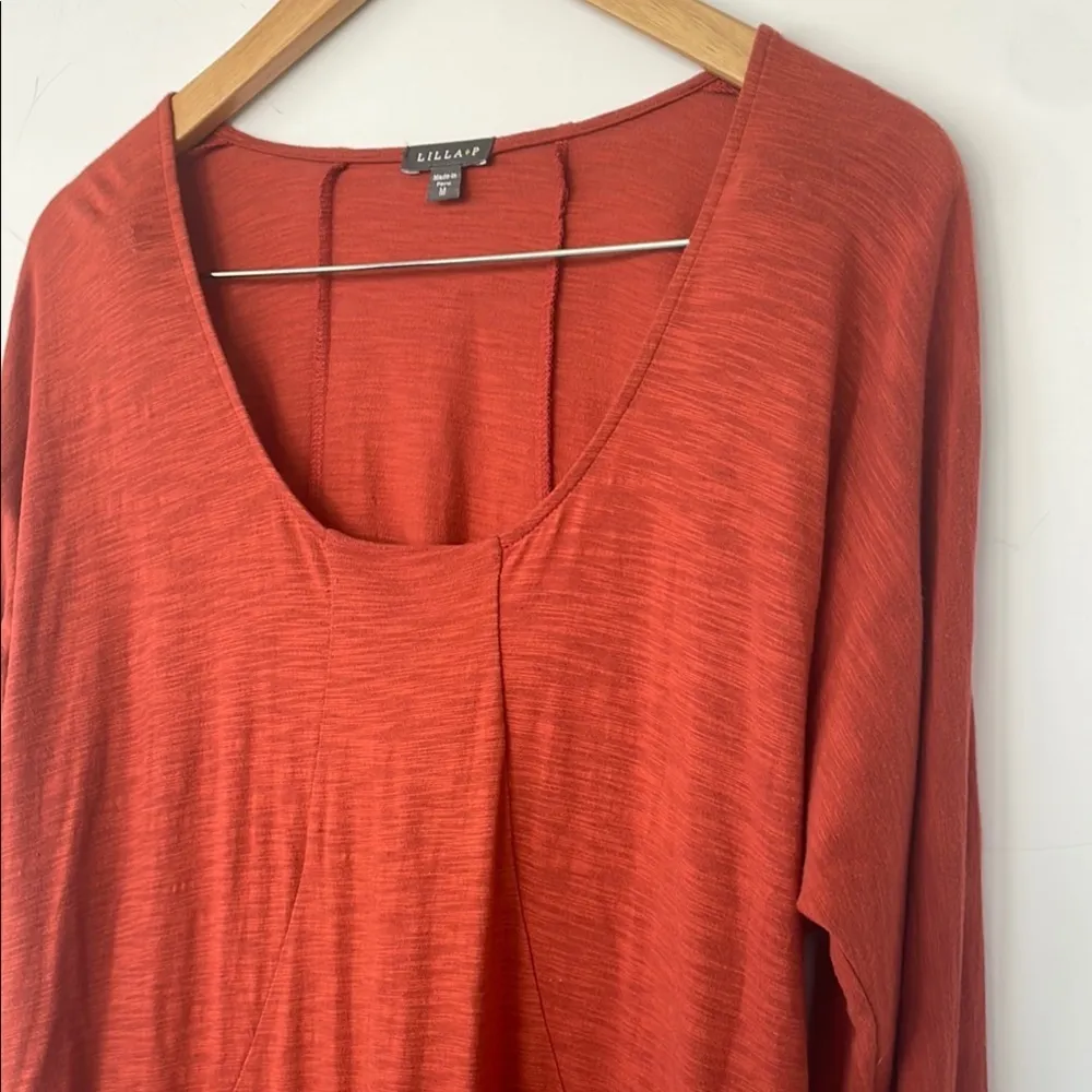 Lilla P Women’s Rust Terracotta Long Sleeve Dress Jersey Knit Pima Modal Blend Orange Size M - Image 6