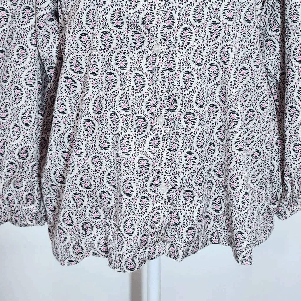 Gap Black and White Print Button Down Blouse Size Medium Gap Cotton Blouse - Image 3
