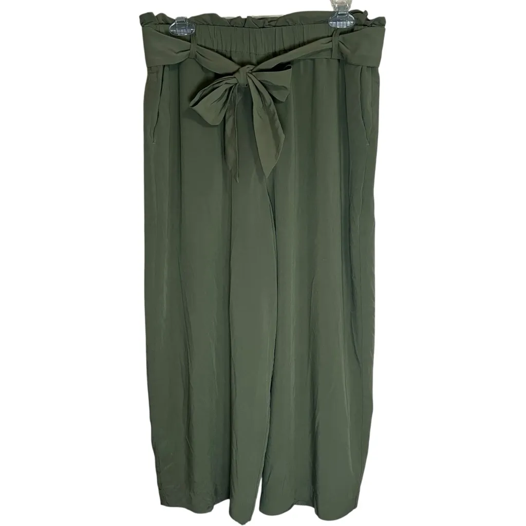 J.Crew Point Sur Olive Green Wide Leg Crop Pants Minimalist Belt Pockets Size 10 - Image 2