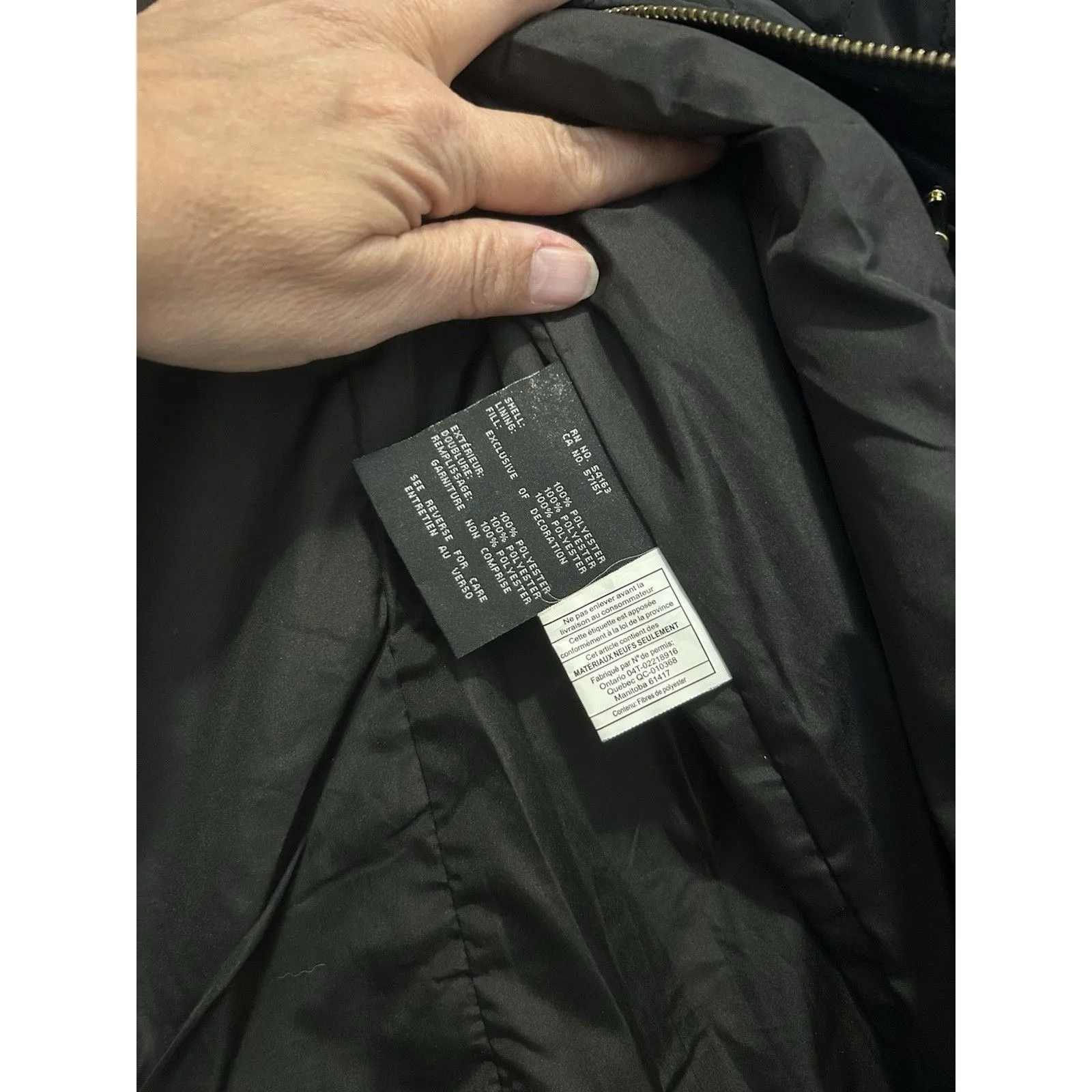 Cole Haan Women's Size Small Quilted Black Coat Jacket Warm Cozy City Classic - Image 5