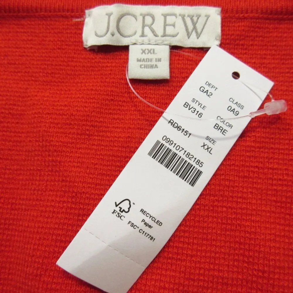 NWT J.Crew Giselle V-neck Sweater-Blazer in Bold Red Orange Knit Cardigan XXL - Image 3