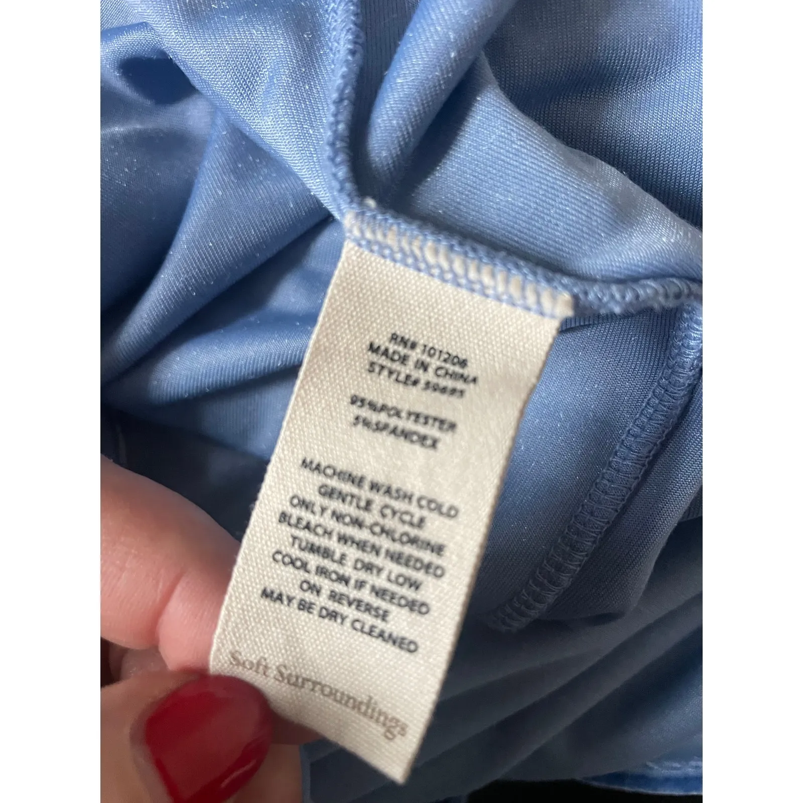 Soft Surroundings Velvet Oversized Button Down Shirt Women’s Size XL Sky Blue - Image 7