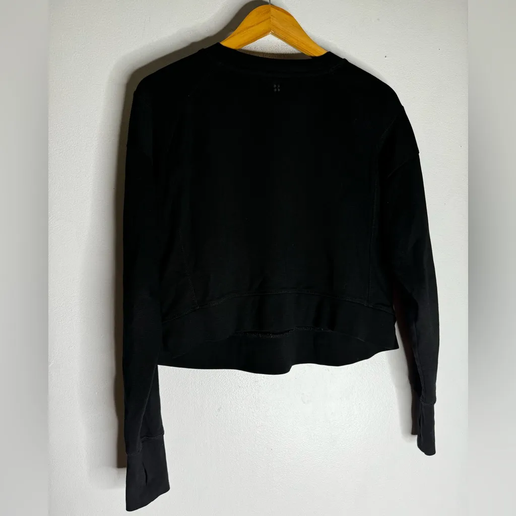 sweaty betty Size 0-2 Black Crew Neck‎ Long Sleeve Sweatshirt CP0528 - Image 2