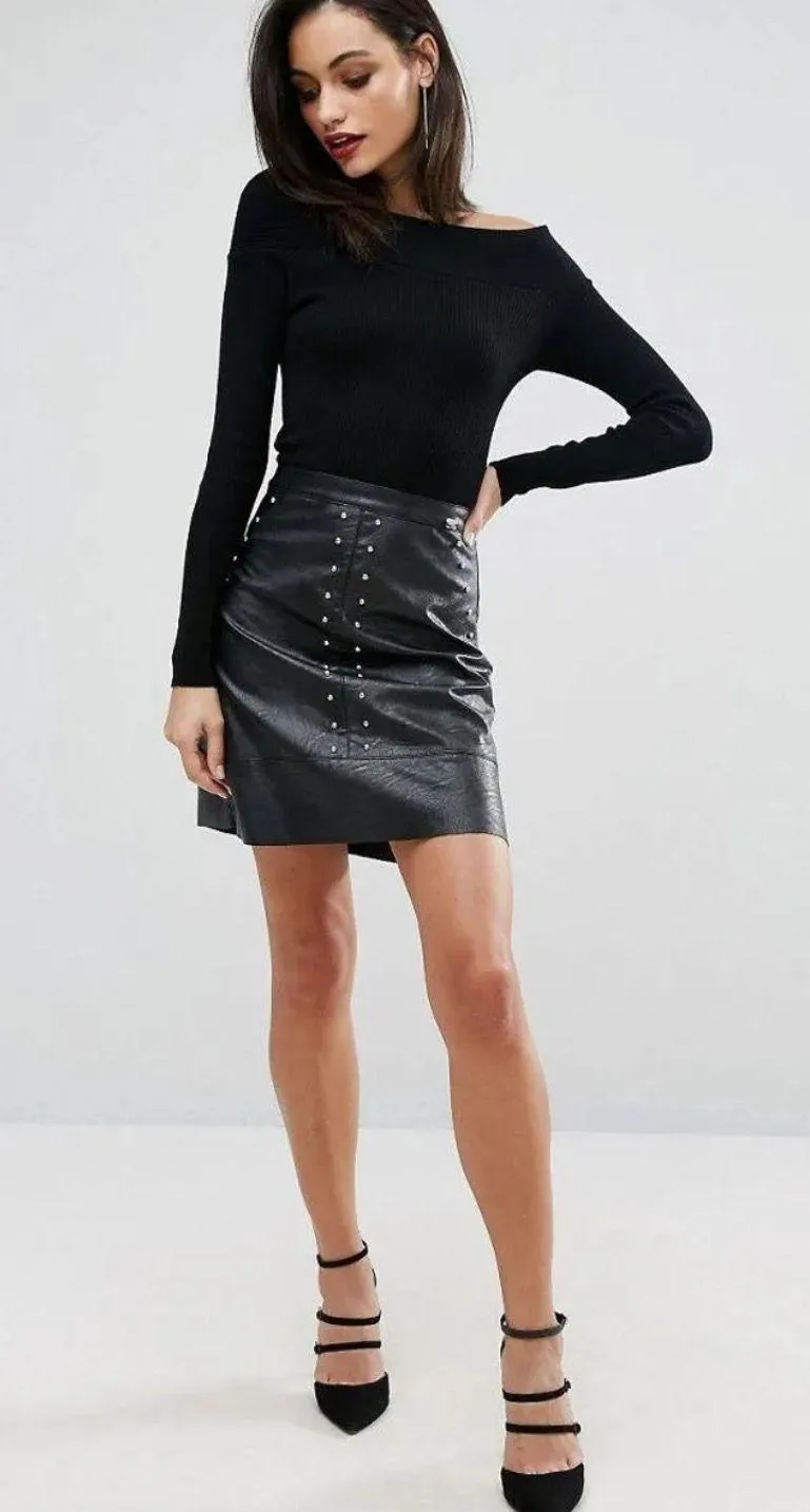 Lipsy 2 In 1 Dress With Faux Leather Skirt (Size 0) - Image 4