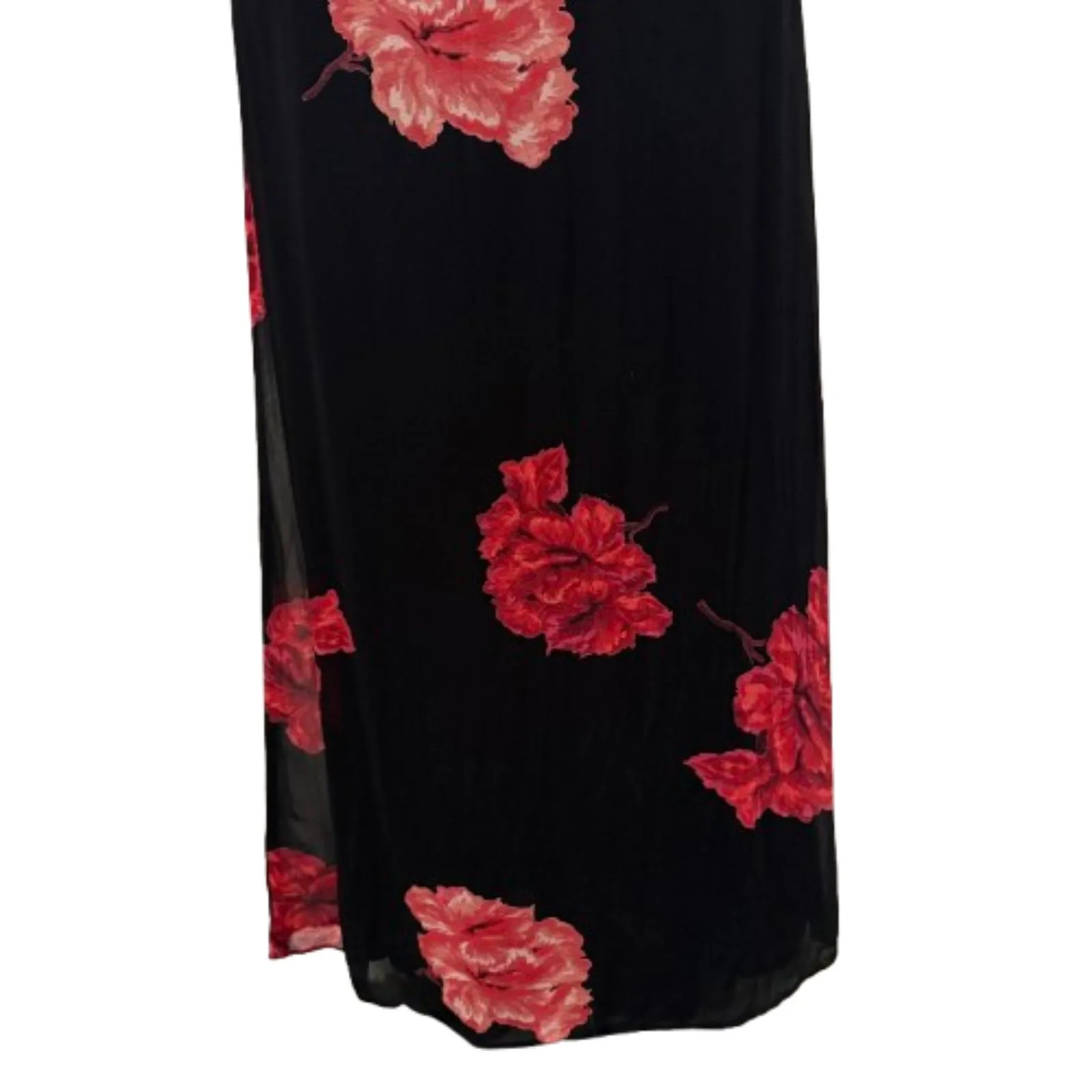 Vintage 90s Lola P Midi Dress Black Rose Dark Floral Romantic Grunge‎ Size 10 - Image 4