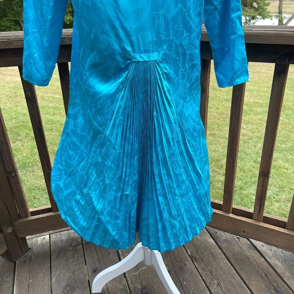 Vintage Top Dress Size XL Blue Long Made in USA Accordion Back‎ Pleat Y2K RARE - Image 2