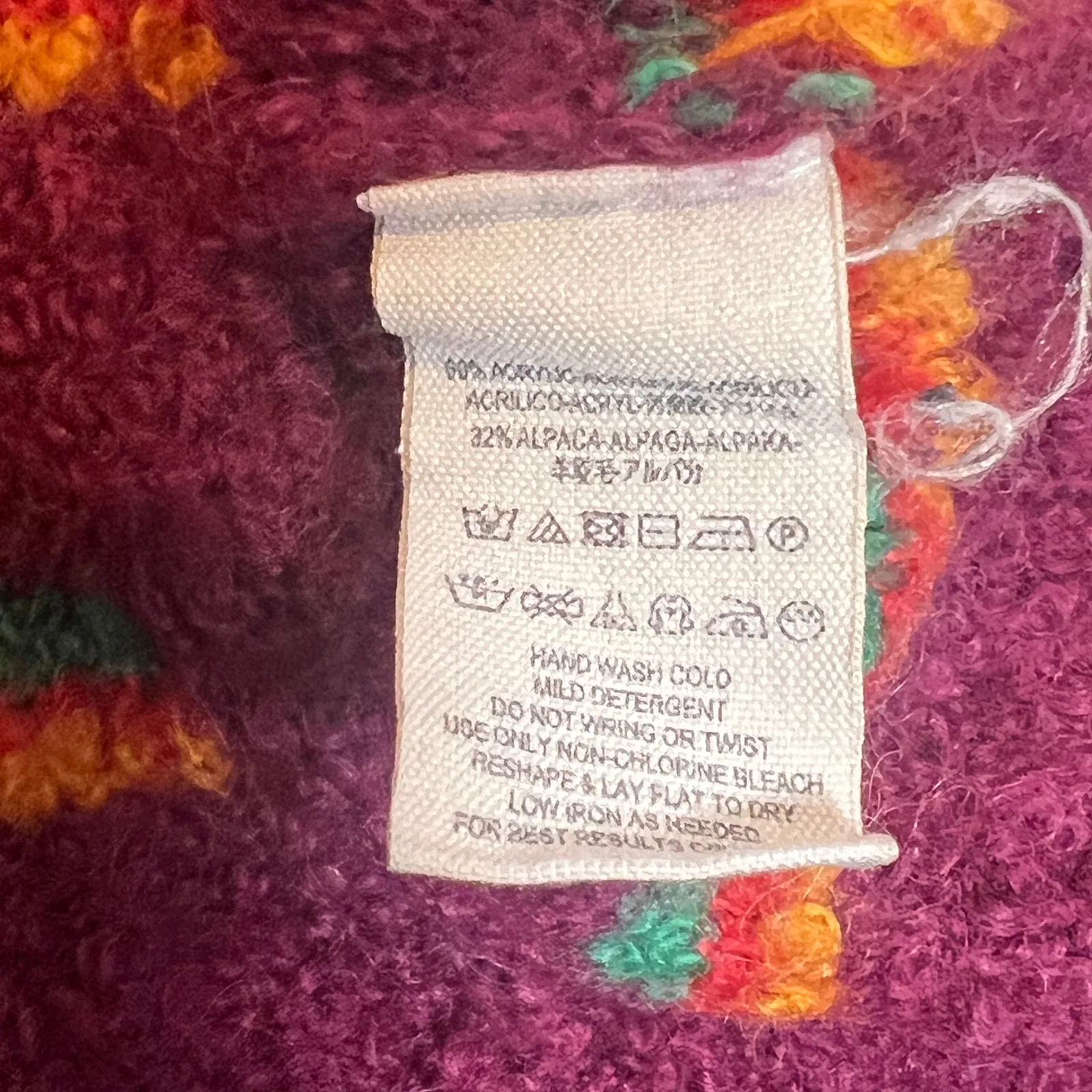 Free People Multicolor Stripe Sweater Small Burgundy Alpaca Blend Cozy Knit - Image 7