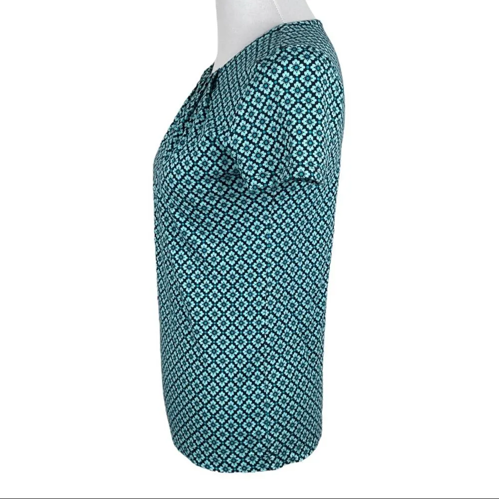 Ann Taylor LOFT Floral Shirt Blue Size Petite Small - Image 4