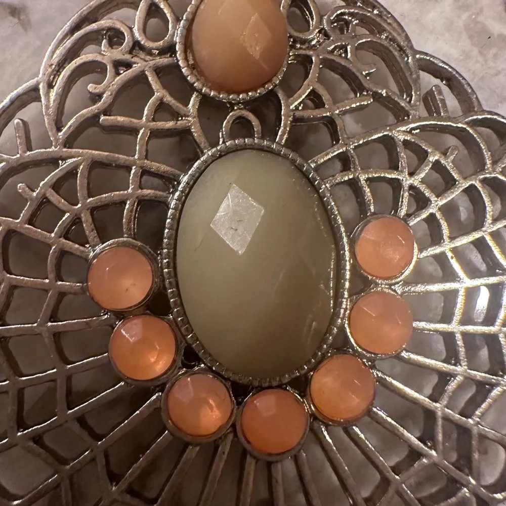 Filigree Look Silver Dangle Earrings Neutral Color Palate Y2K statement jewelry Orange - Image 12