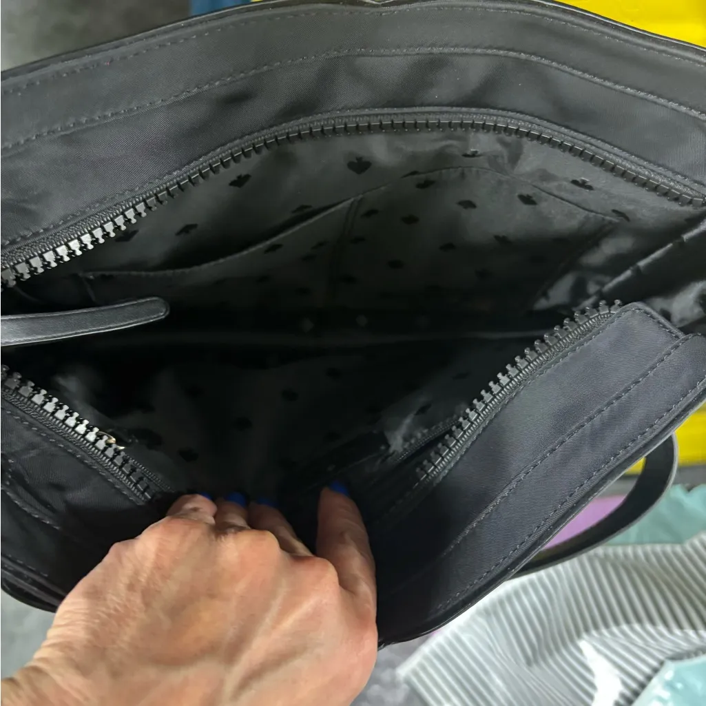 Kate Spade chelsea Jae  Medium Satchel Tote Bag Shoulder Bag Black Nylon - Image 11