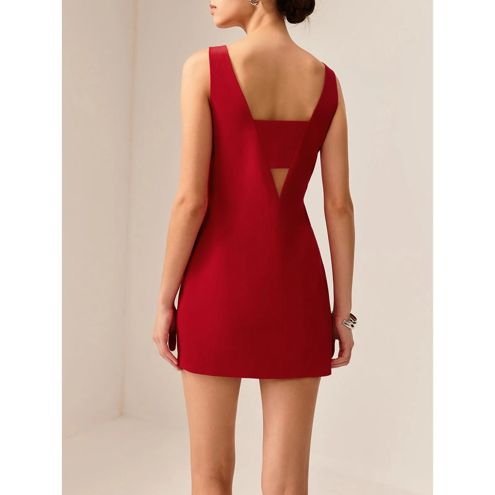 Commense Romantic Backless Cutout Minimalist Tank Dress Red Medium - Image 2