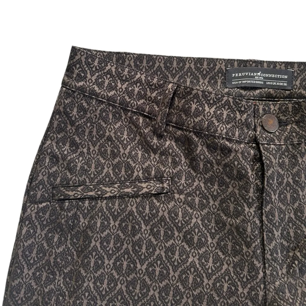 Peruvian Connection Ryder Slim Moto Pants in Damask
Brocade Brown Black Size 6 - Image 7