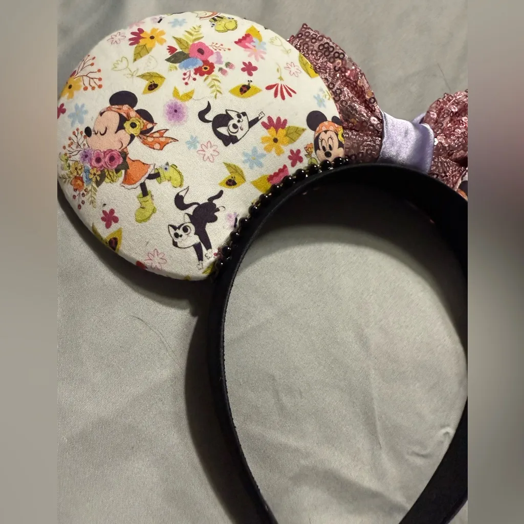 Disney Parks Minnie Mouse Ears Theme: Flower and Garden Festival with Purple Bow - Image 6
