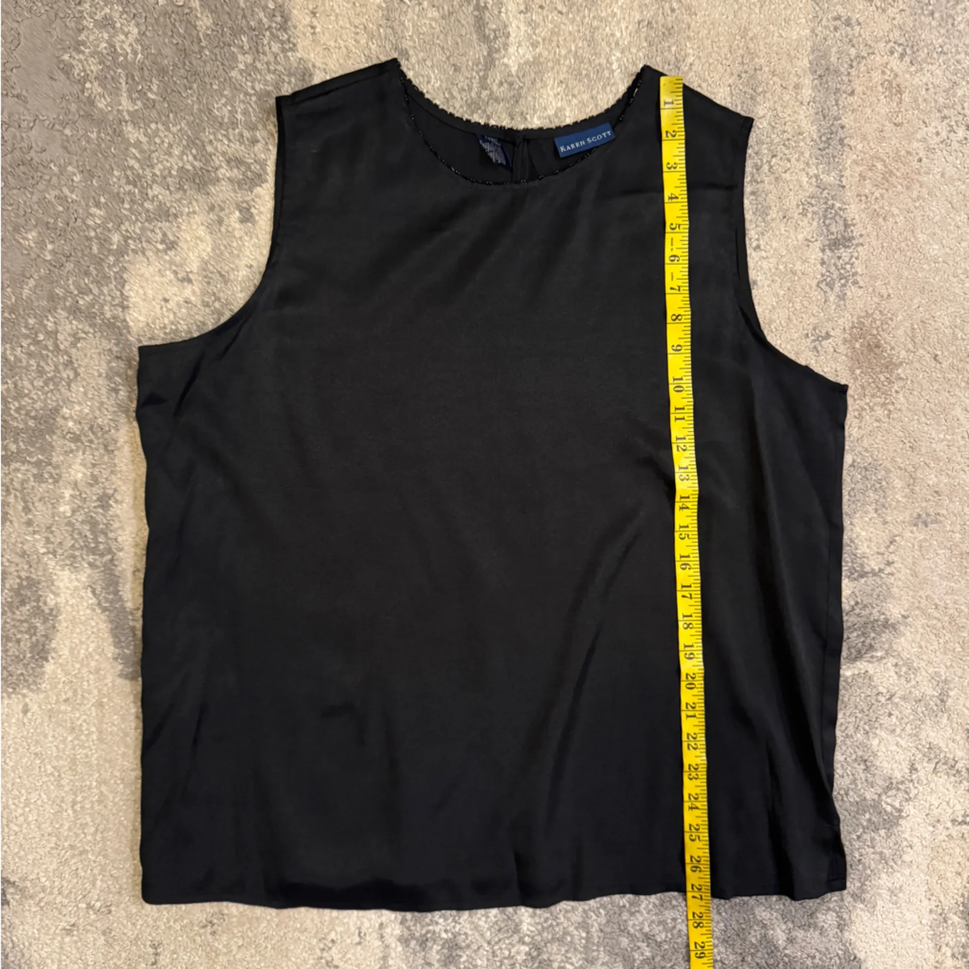 Karen Scott Black Beaded Neckline Top - Image 5