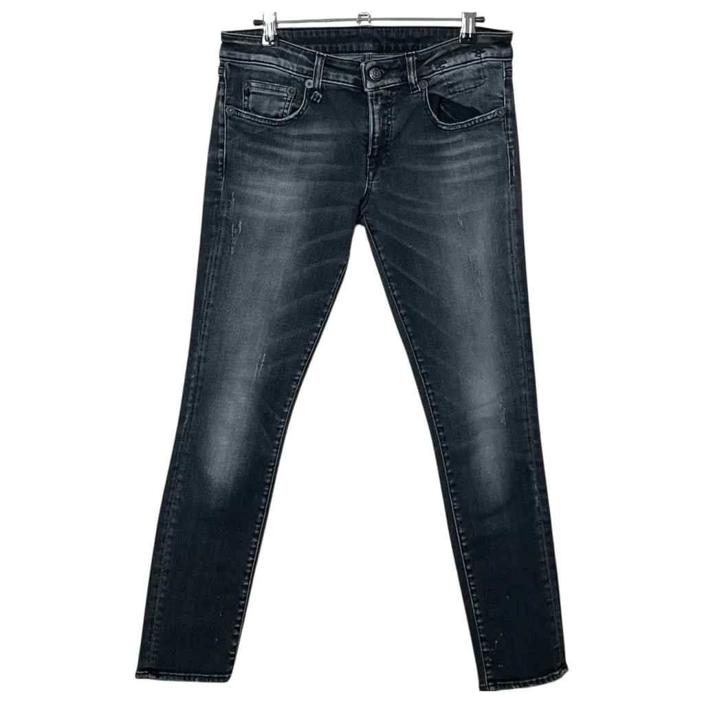 R13 Kate Skinny Jeans Orion Black Distressed Size 28 Made in Italy - Image 2