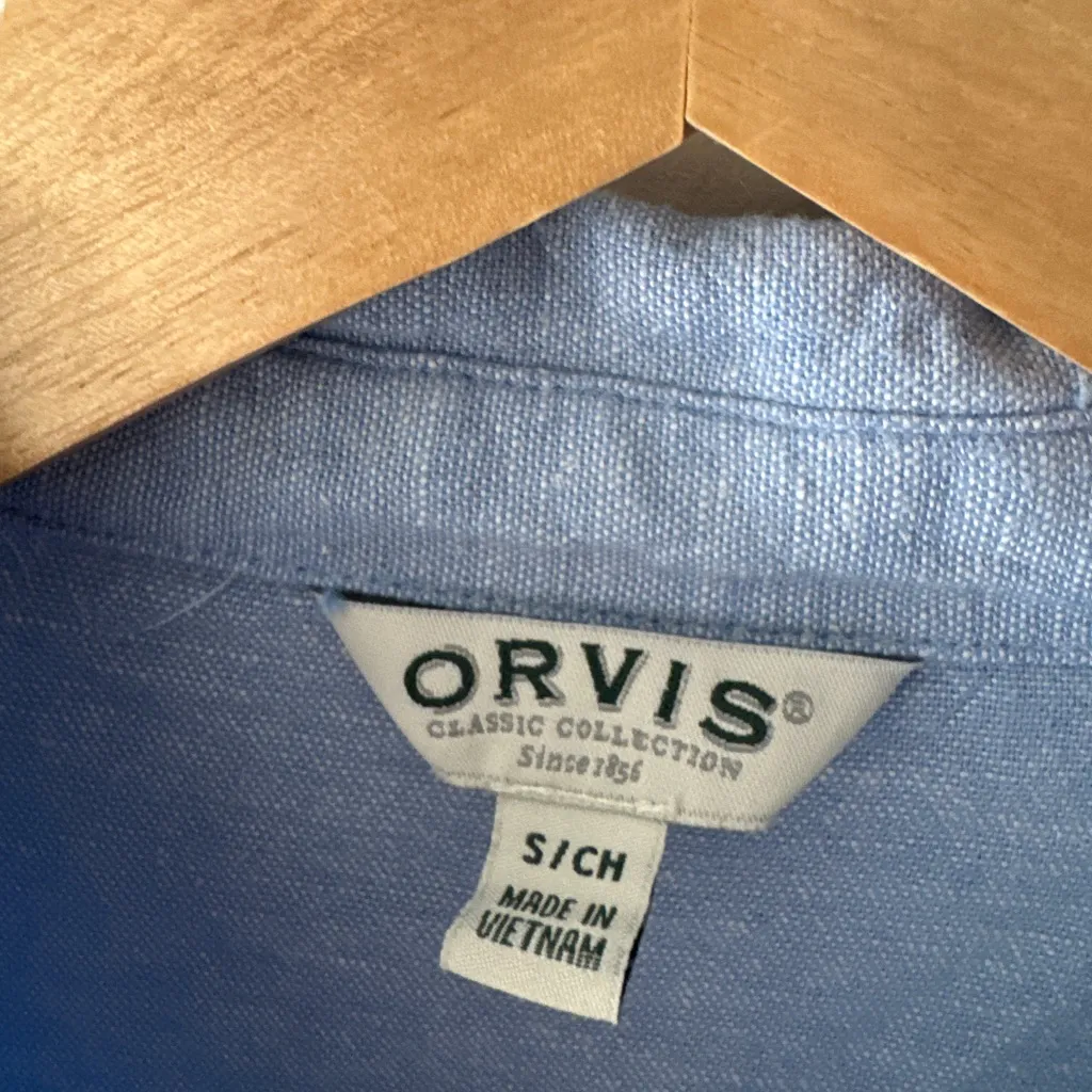Orvis Women’s Blue Linen Breathable Button Down Top Long Sleeve - Image 3