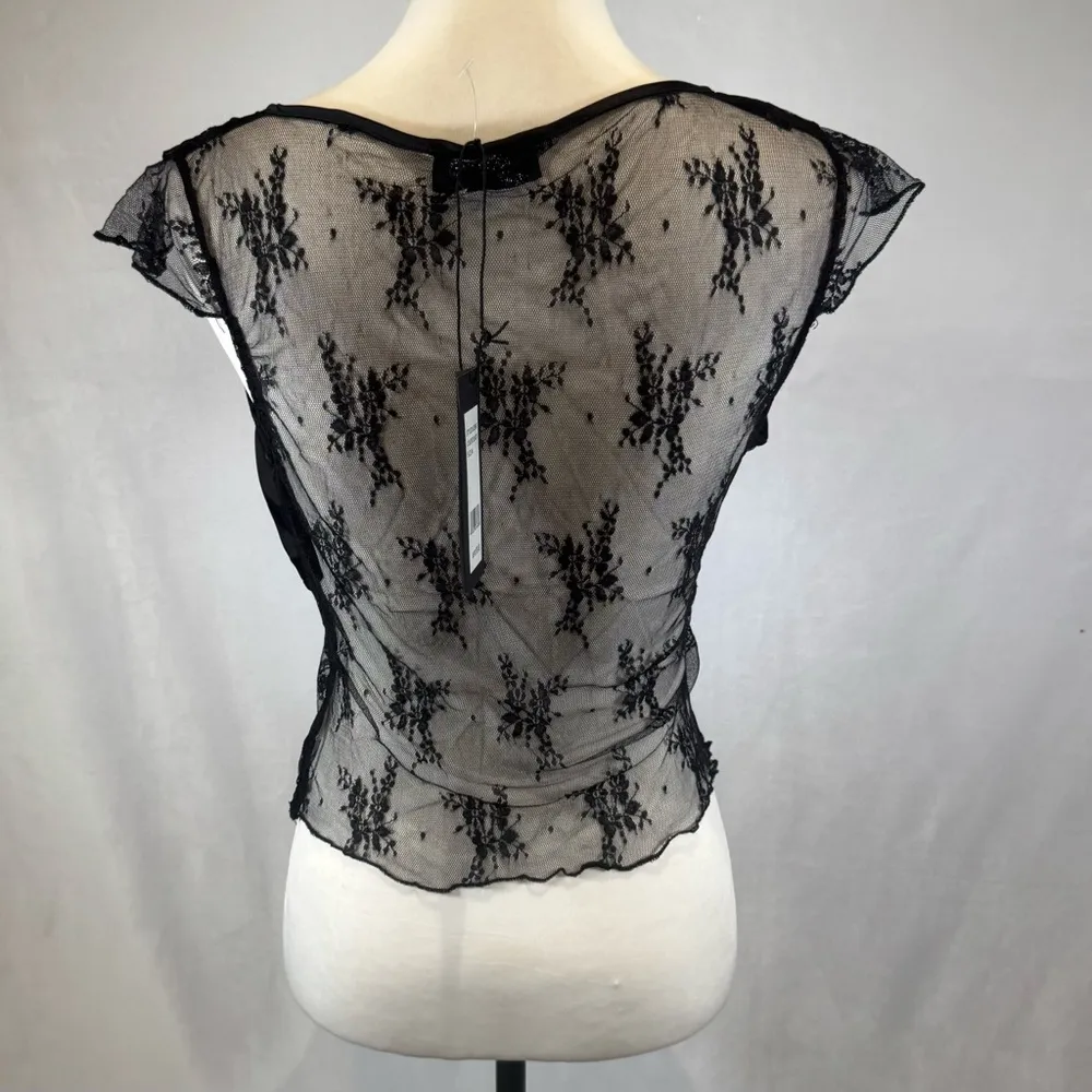 Brit the Label black satin and lace sexy top size medium NWT - Image 4