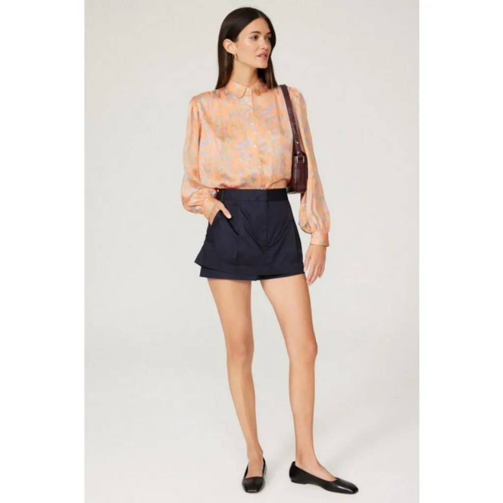 💕MAJE💕 Cifalisa Top ~ Orange Watercolor Floral Satin Size 3 = US Large - Image 3