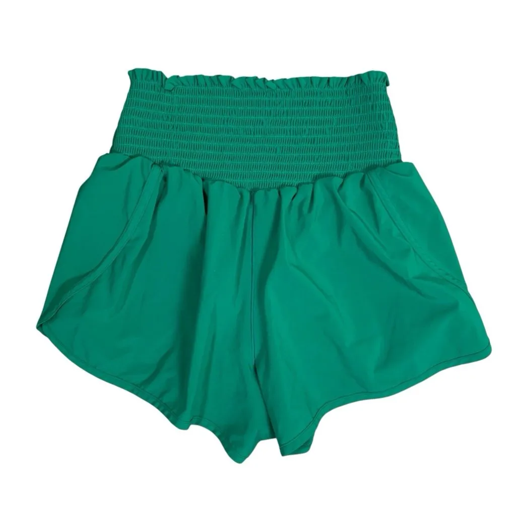 Offline By Aerie Smocked Waist Shorts S Green High Rise Athletic Lounge Soft - Image 2
