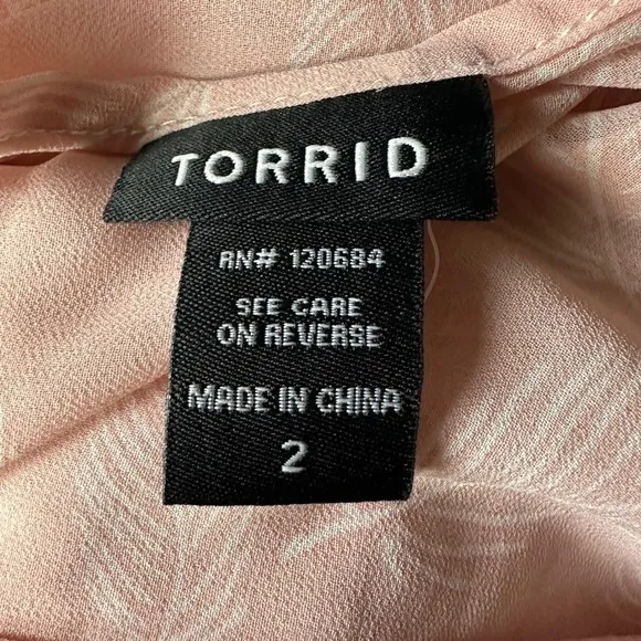 Torrid Pink Feather Print Chiffon Sharkbite Sheer Top Plus Size 2x‎ - Image 6