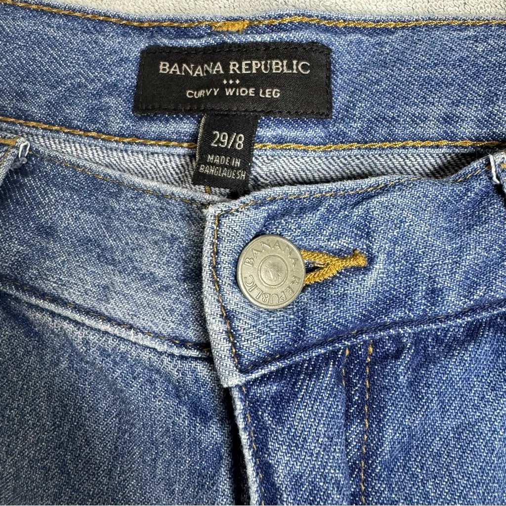 Banana Republic‎ Women's Curvy Wide Leg Blue Jeans Size 8 - Image 3