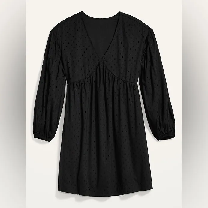 Old Navy Clip-Dot Mini Swing Dress, Long Sleeve Spring Little Black Dress, Small - Image 2