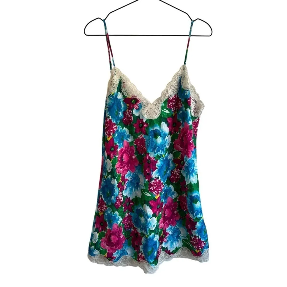 Vintage Victoria's Secret Gold Label Floral‎ 90s Floral Slip Medium Nightgown - Image 2