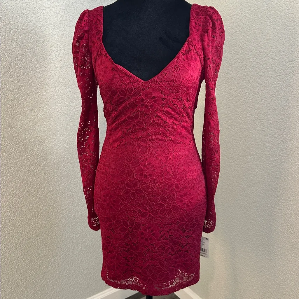 City Studio Vibrant Red Lace Dress - Image 2