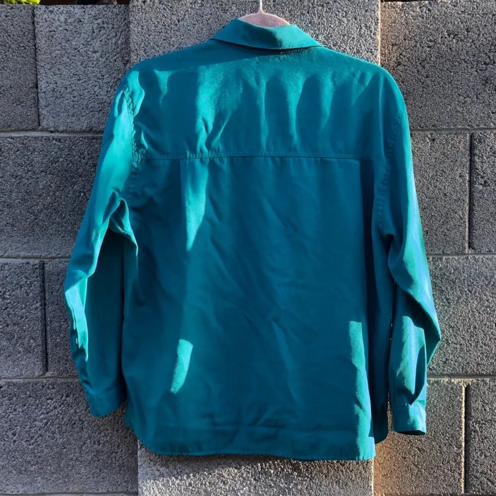 Women's Fred David Button-Up Shirt Size 8 Teal - Image 5