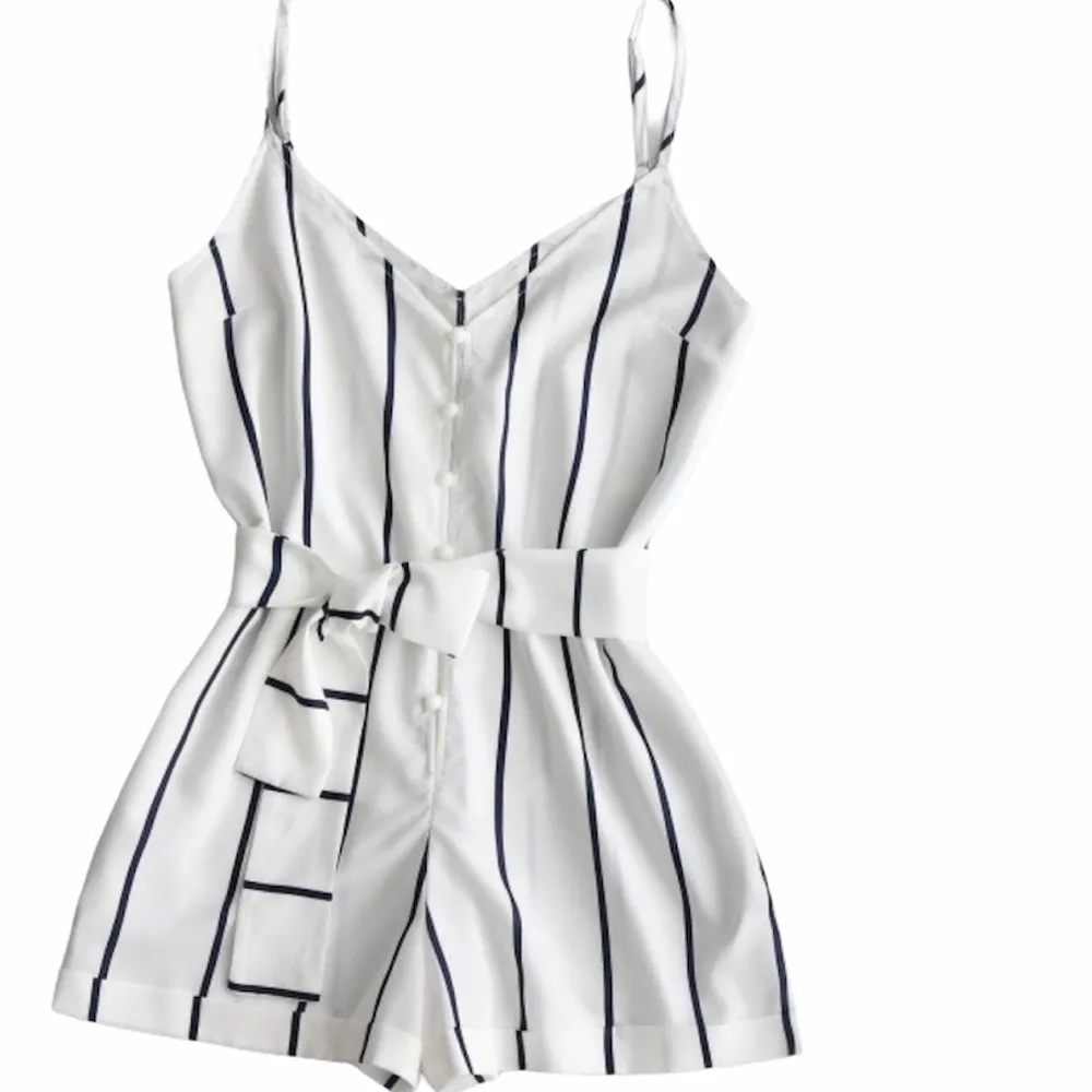 Zaful  striped belted cami romper - Image 9