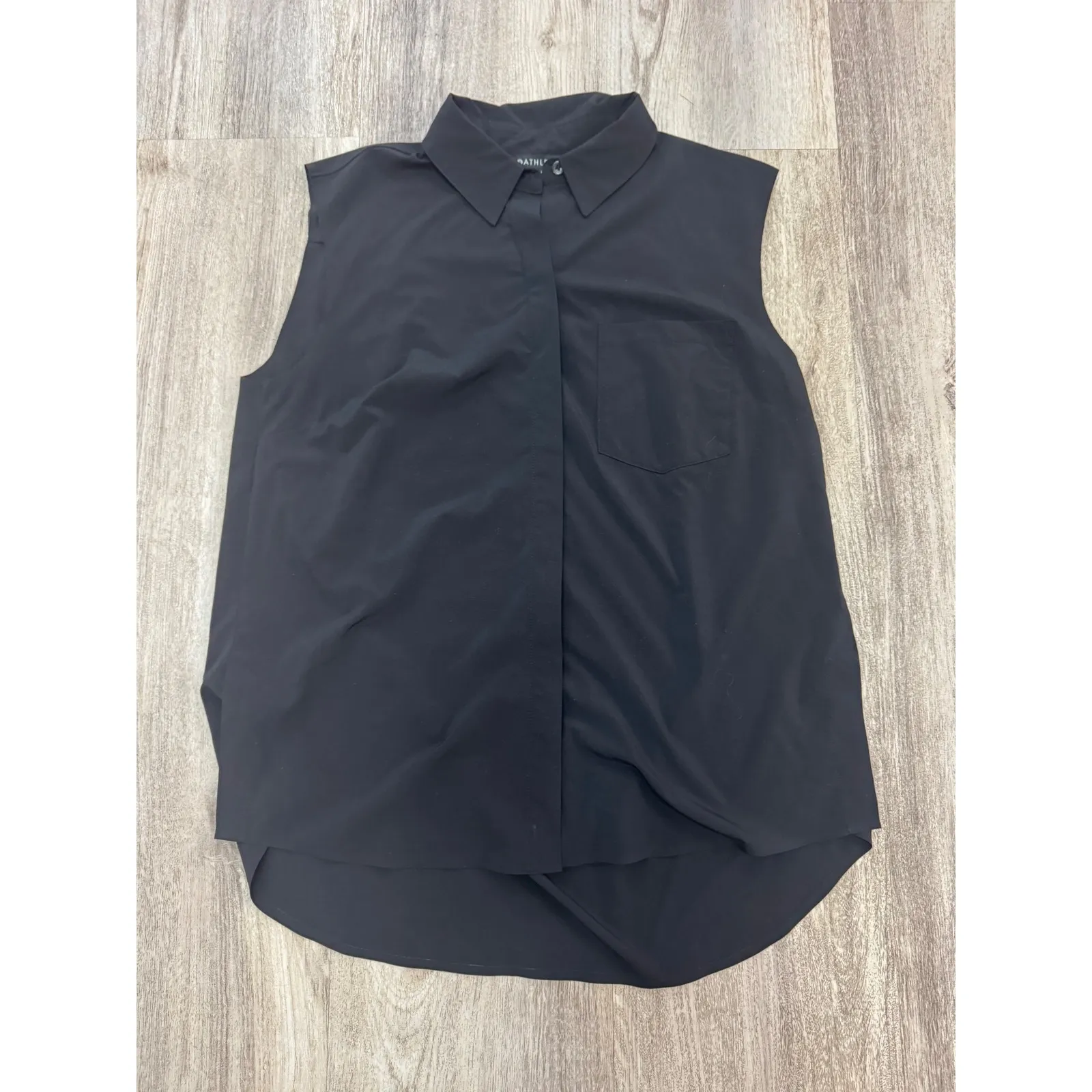 ATHLETA Urbanite Tank Black Sleeveless Collared‎ Pocket Shirt Top Women's Size M - Image 2