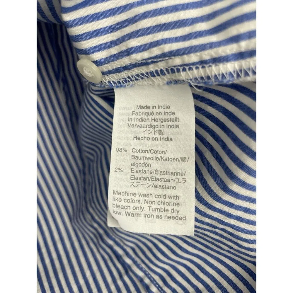 J. Crew Blue White 365 Slim Fit Button Up Collared Long Sleeve Top Size 4 - Image 3