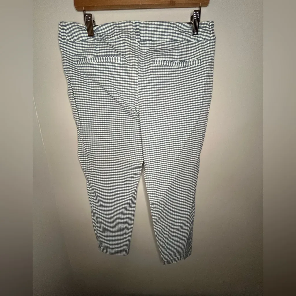 Old Navy Gray Blue White Gingham Pixie Cropped Mid-Rise Pants Women’s Size 14 - Image 3