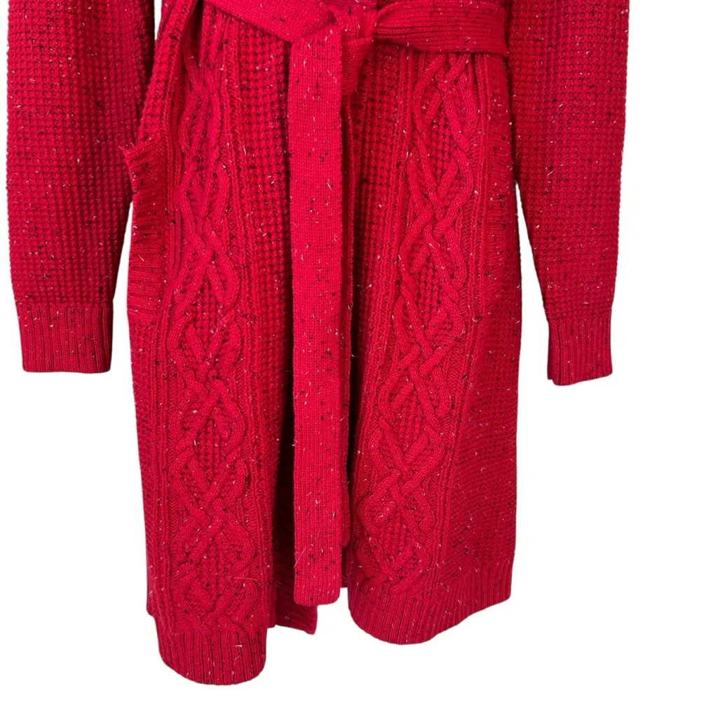 TALBOTS Lined Red Long Cardigan Sweater Coat - Image 3