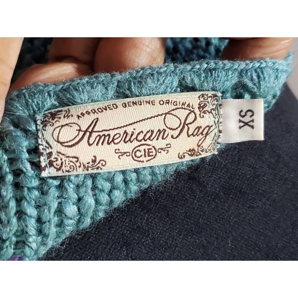 American Rag Women's Blue Acrylic Scoop Neck Long Sleeve Knit Sweater XS - Image 9