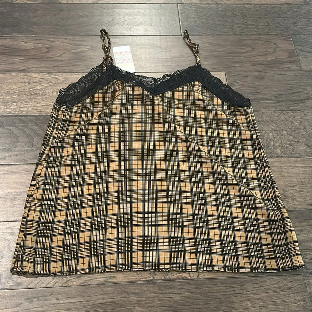 NWT Evereve Allison Joy Plaid Lace Cami Sz M - Image 7