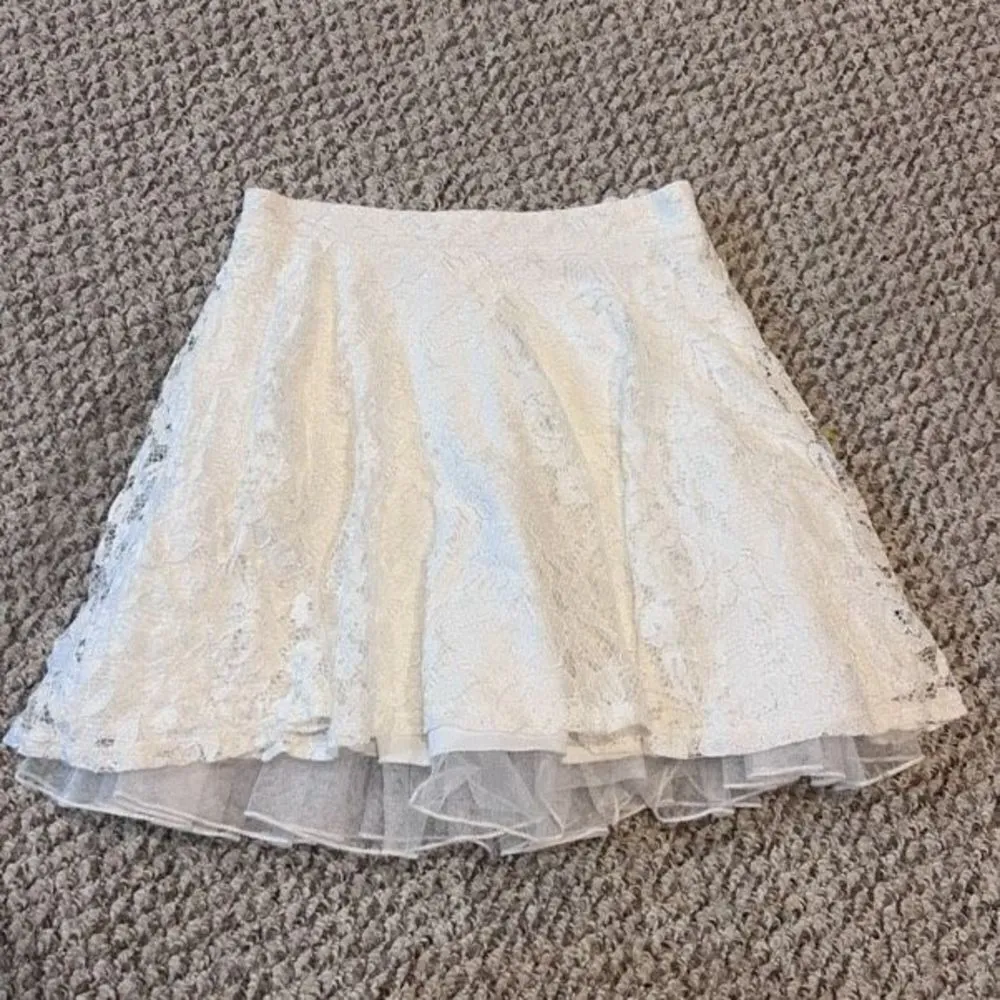 City Triangles Women's Floral Print Lace‎ Overlay A-Line Mini Skirt White Size 5 - Image 7