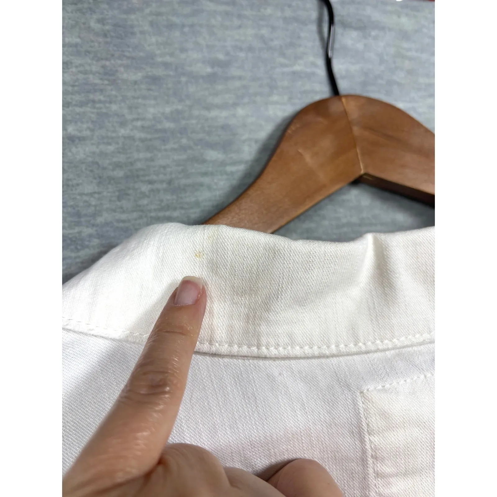 Sonoma Womens Denim Jacket Size 3X White Button Front Pockets‎ Cotton Blend - Image 6