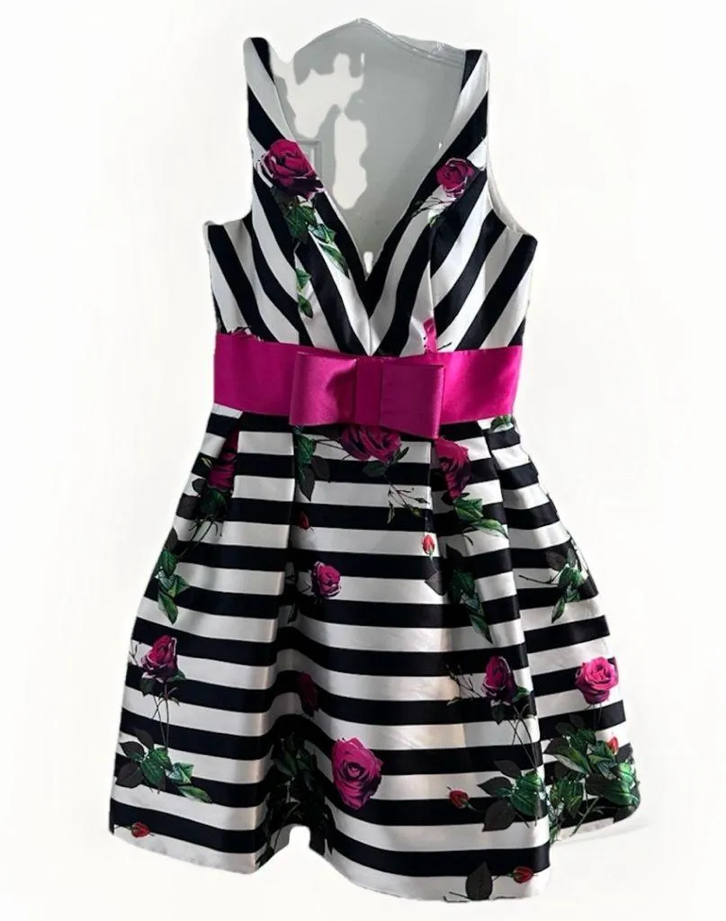 MAC DUGGAL After  Five 30329C Fuchsia Black Bow  Fit & Flare  Mini Dress 6 $218 - Image 7