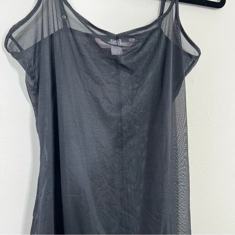 Victoria's Secret Vintage Black Mesh Lace Trim Slip Dress - Image 8