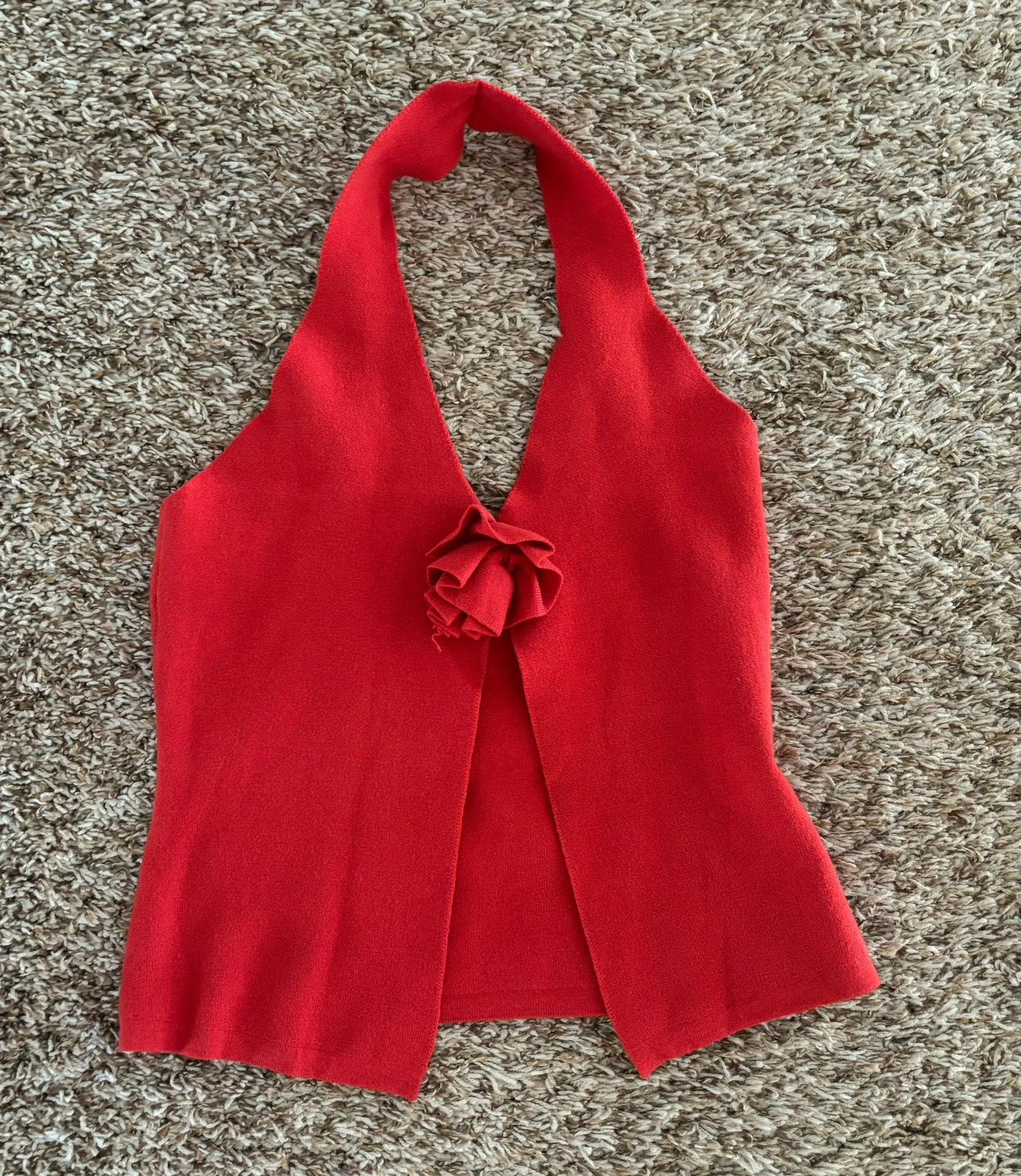 Red Flower Halter Neck Top - Image 2