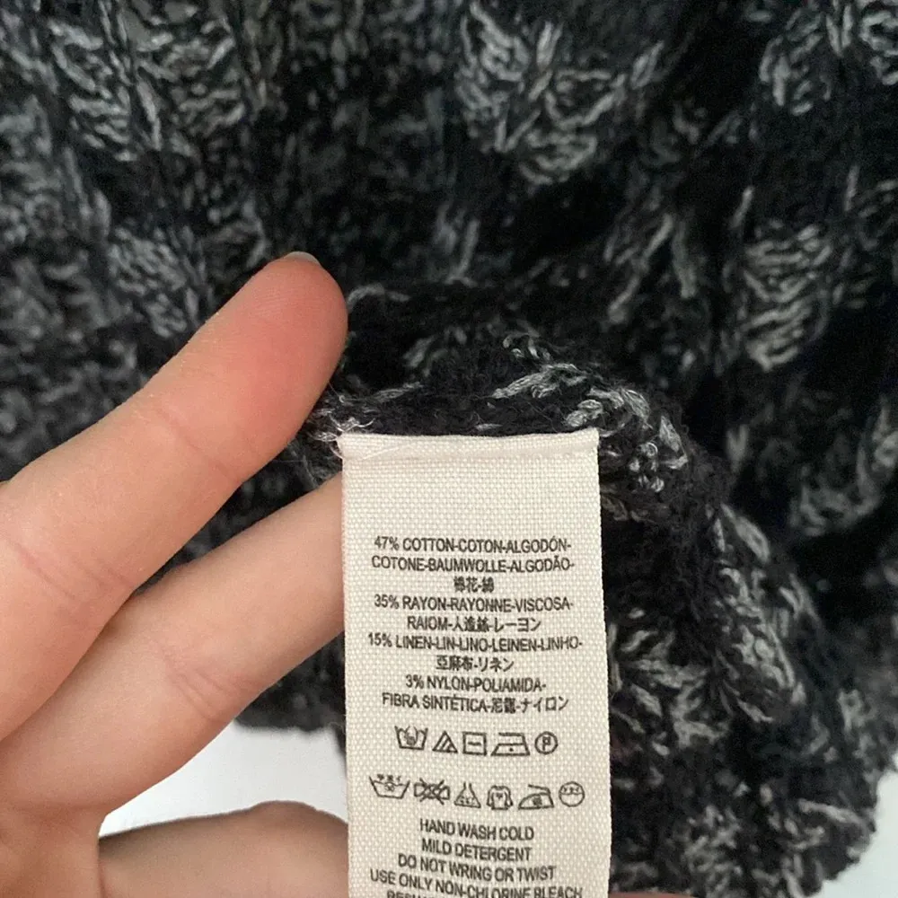 Free People XS Last Night Linen Blend Black and White Knit Cardigan - Image 8