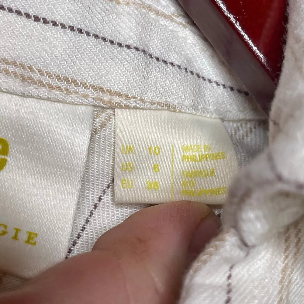 Anthropologie Maeve The Colette Wrap Jumpsuit in Striped Linen Edition sz 6 - Image 3