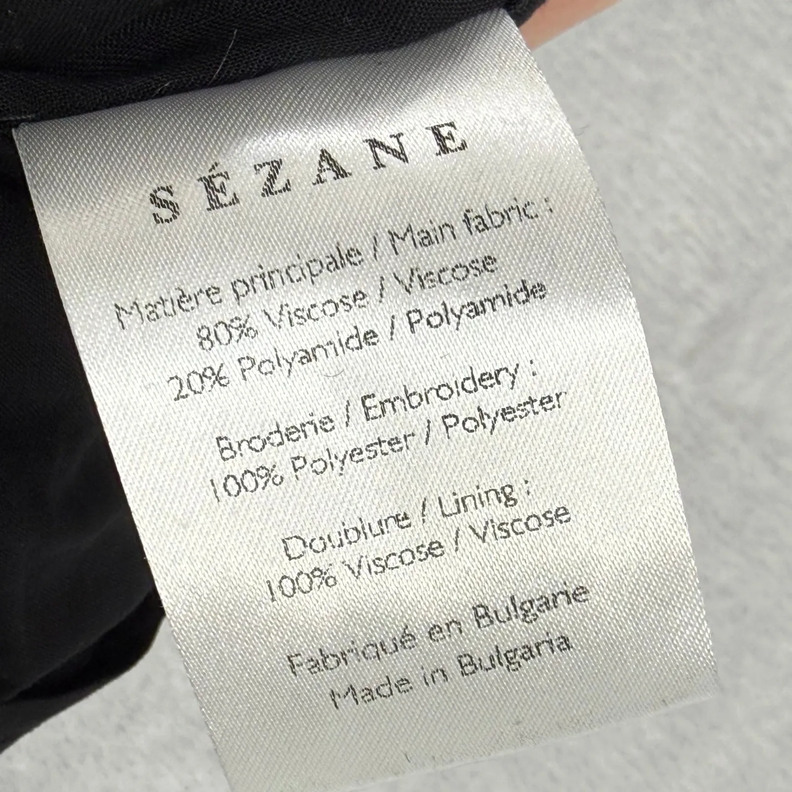 SEZANE Candace Black Velvet Embroidered Floral Mini Dress Sz 36 US 4 Puff Sleeve - Image 5