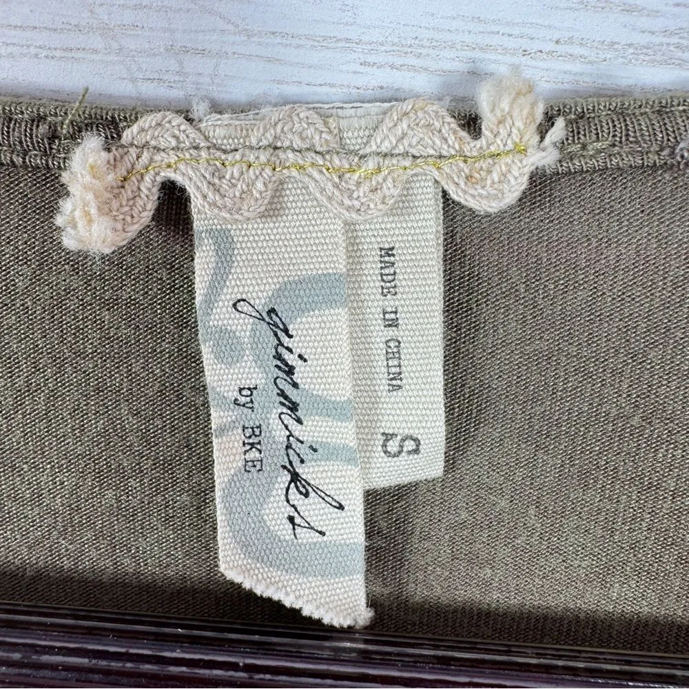 Gimmicks by BKE Buckle Boho Lace Trim Cardigan Duster Olive Green Small - Image 9